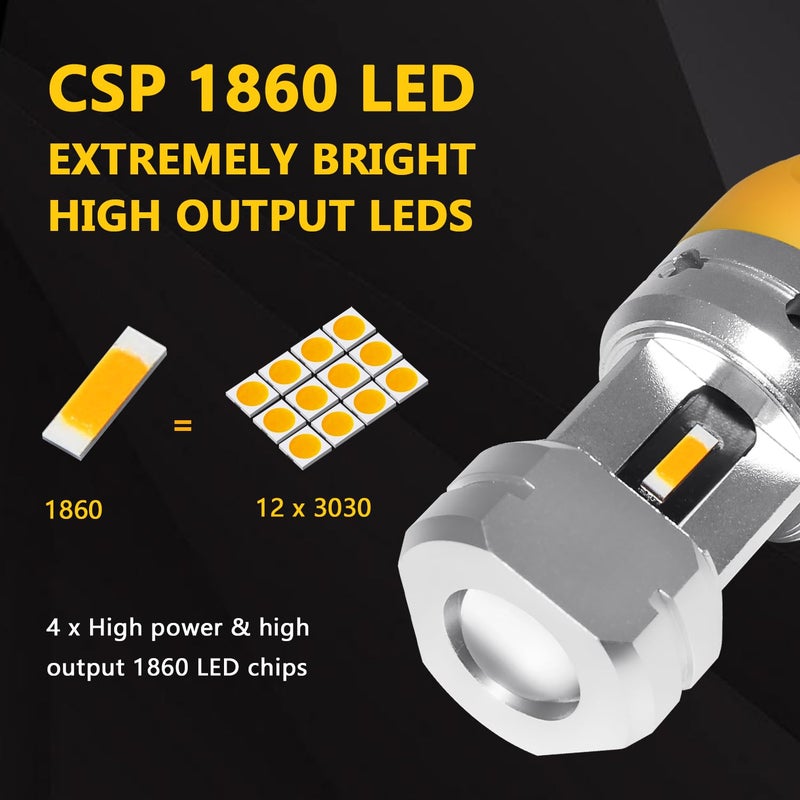PHINLION 7443 7444 LED Turn Signal Light Bulb, 3600LM Super Bright 7440 7442 7443A 7444NA LED Directional Blinker Bulbs and Parking Lights for Cars, Trucks, SUVs, Amber Yellow - Image 2